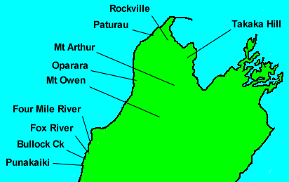 Map of South Island Cave Locations